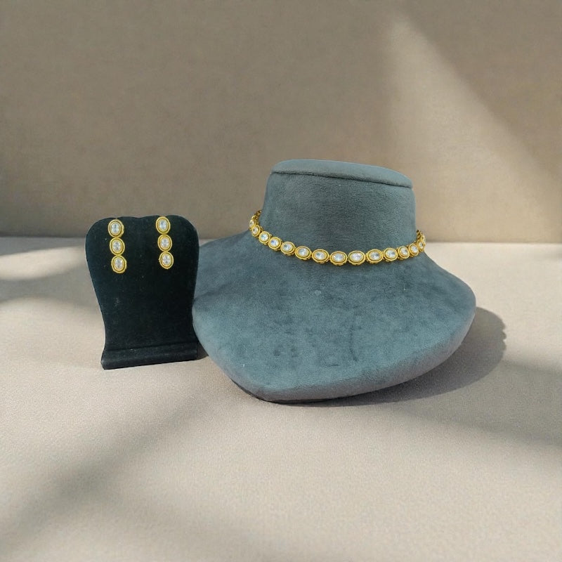 Aisha Oval Stone Necklace Set