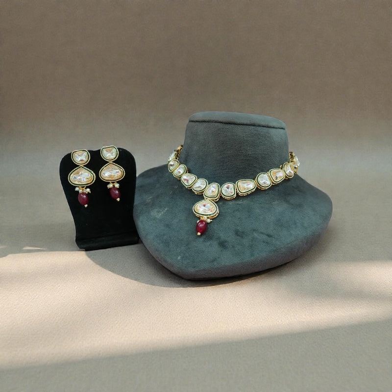 Rivaayee Polki Drop Necklace Set