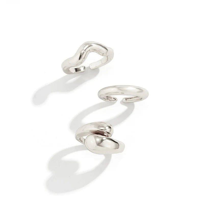 Liquid Silver Stack – 3 Ring Stack Set
