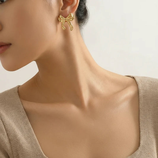Golden Bow Studs