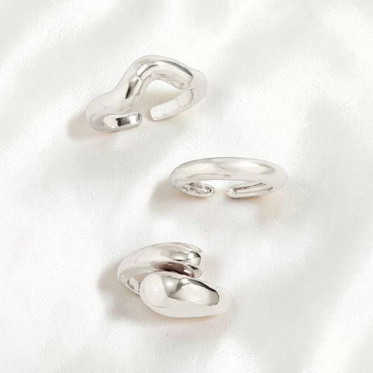 Liquid Silver Stack – 3 Ring Stack Set